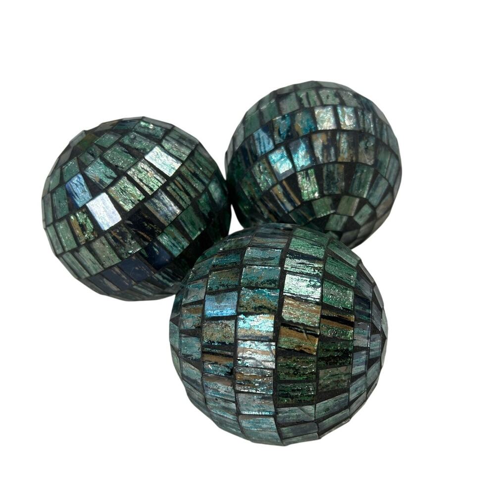 Mirror Disco Mosaic Tile Filler Ball Set of 3 Coastal Earth 4" Wide center piece